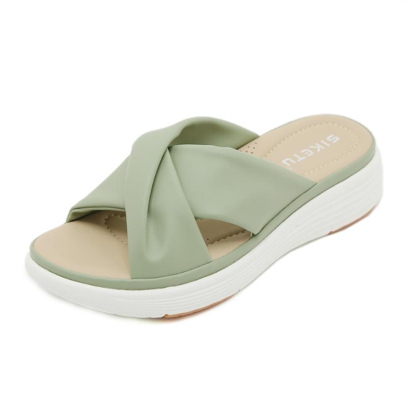 

European And American Sandals For Women Fashion Simple Large Size Light Sweet Thick-Soled Slippers Casual Summer Thick-Soled 37