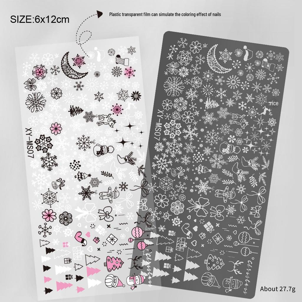 Christmas Series Snowflake Nail Art Transfer Tool - Printed Steel Plate with Transparent Film
