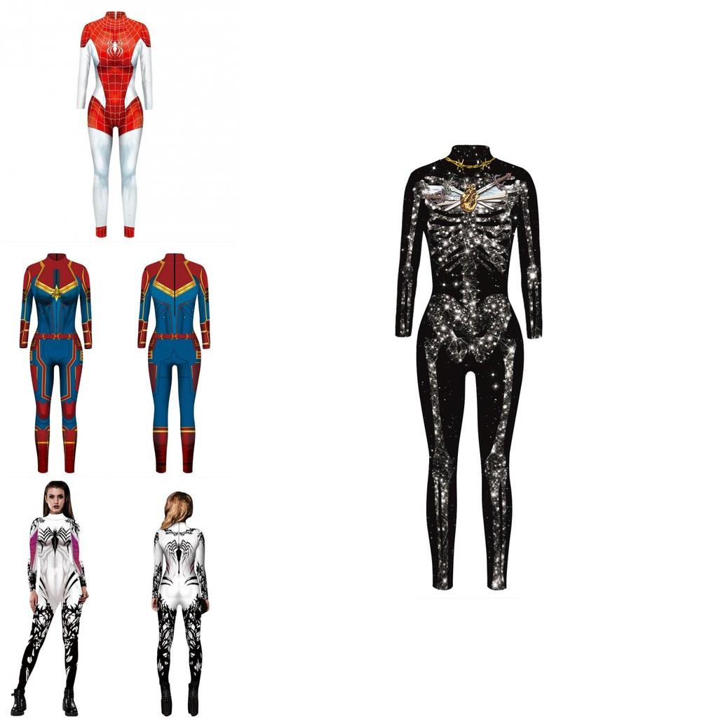 Halloween Spiderman Cosplay Jumpsuit Women's Slim Tights Bodysuit
