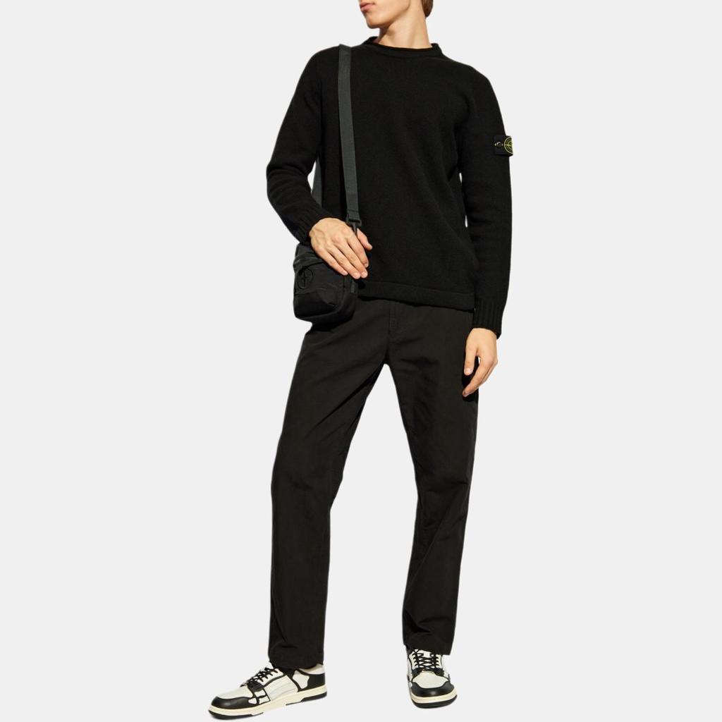 Stone Island Lambs Wool Crewneck Black Men Tops 8115568A3-V0029