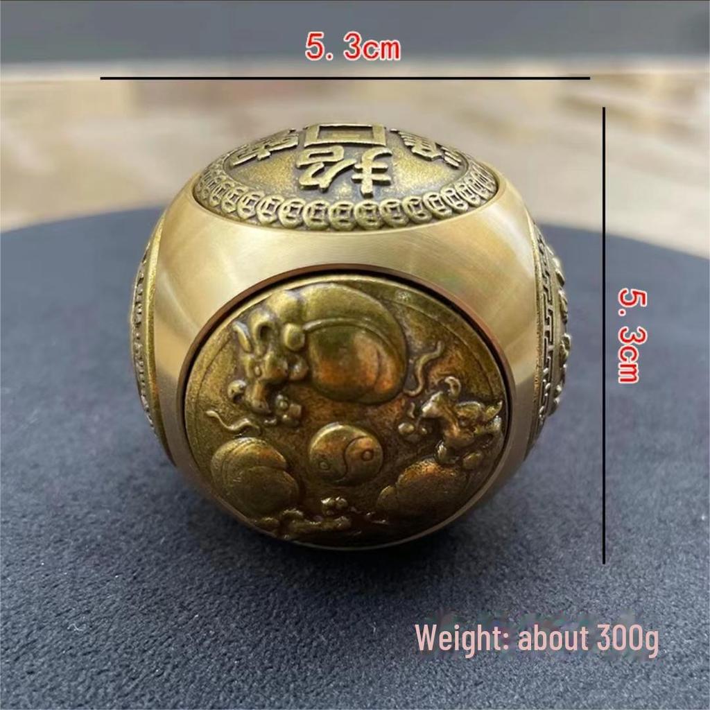 Brass Rotating Hexagonal Magic Cube: Creative Copper Craft for Wealth and Stress Relief.