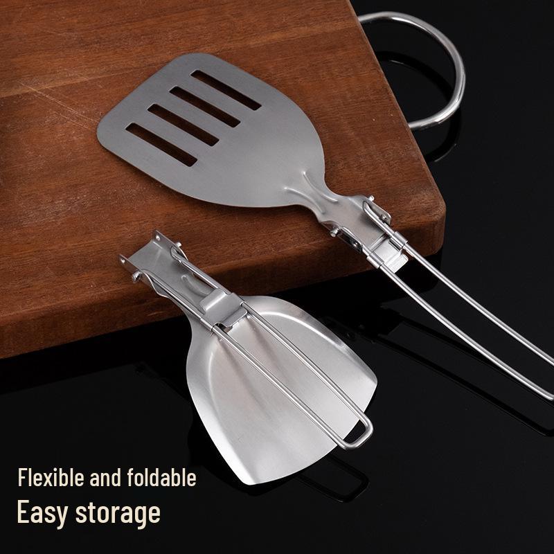304 Stainless Steel Portable Camping Cookware Set with Spatula and Ladle