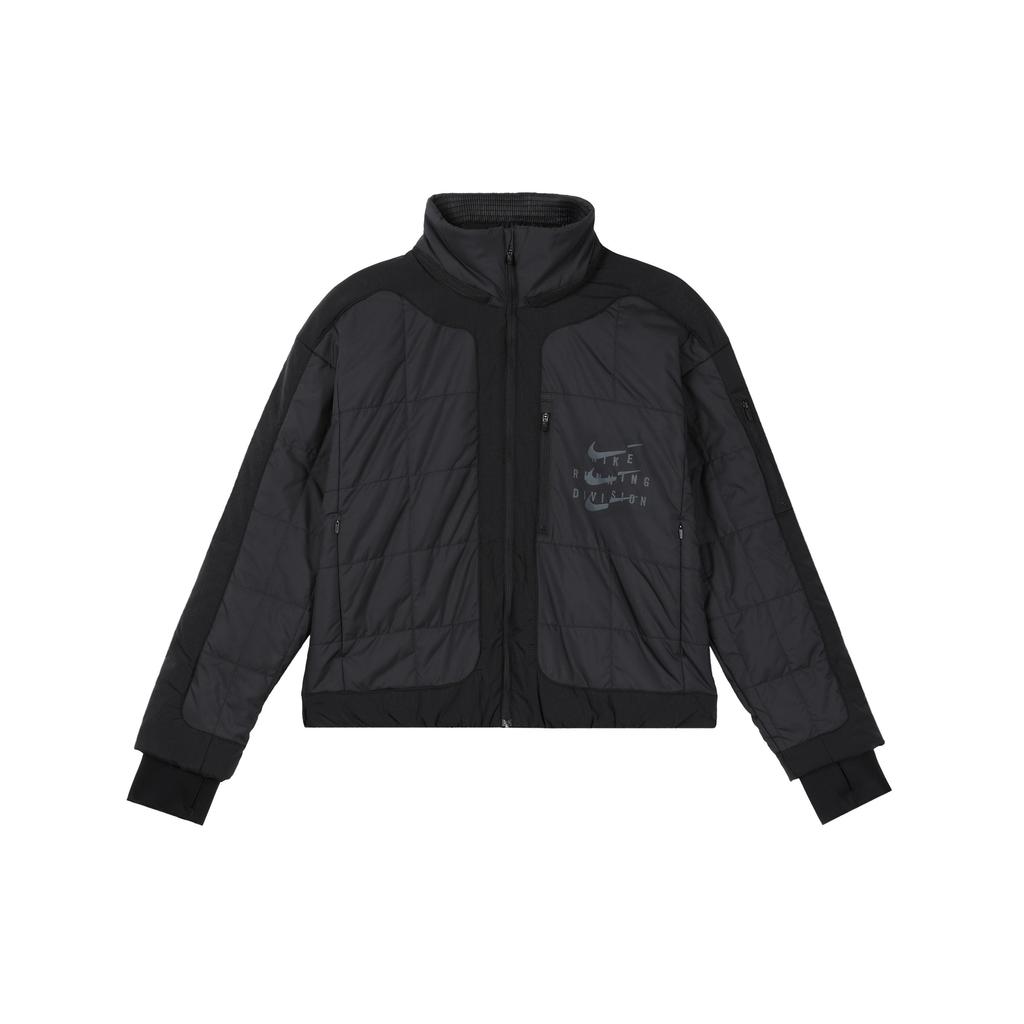 Nike Solid Color Stand Collar Zipper Casual Cotton Jacket Women Jackets Black FB7822-010