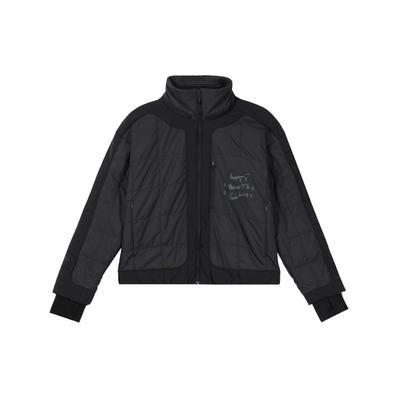 Unifarbene Stehkragen Reißverschluss Freizeit Baumwolljacke Damenjacken Schwarz FB7822-010