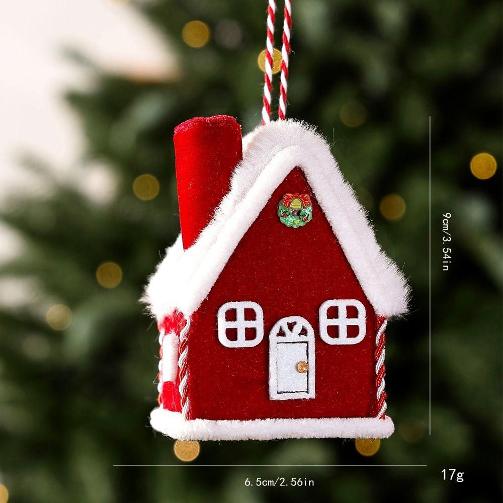 Velvet Texture Christmas House Pendant Plush Fabric Christmas Scene Prop For Home Decoration