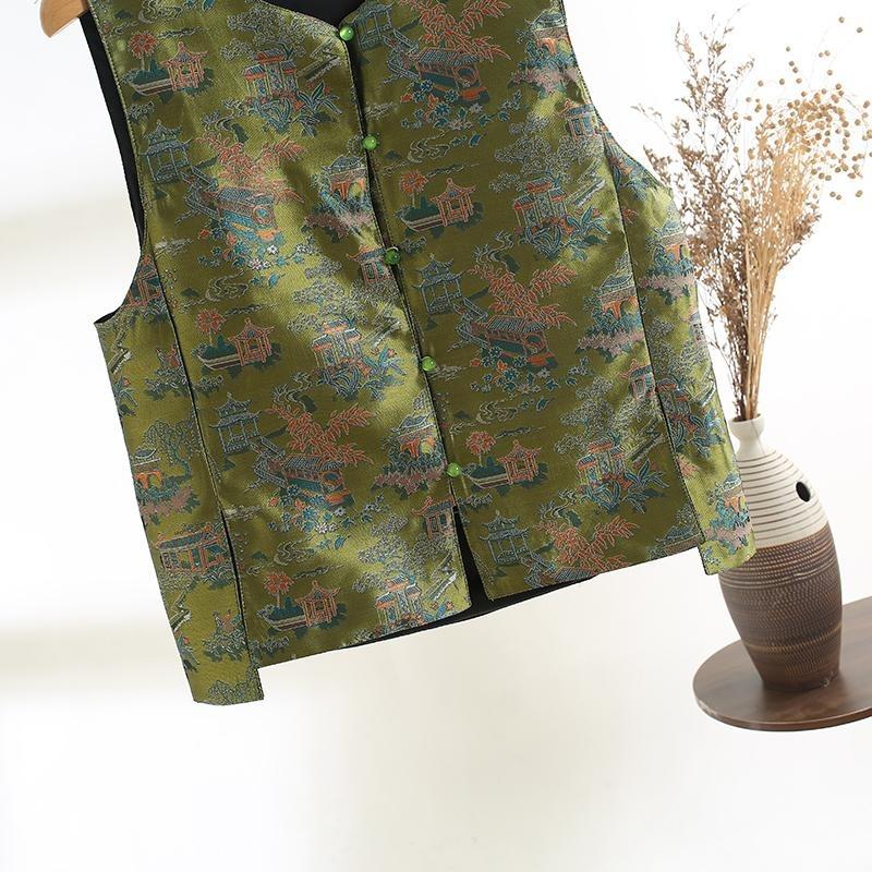 Jacquard Embroidered Vest Women's Spring Wear 2025 New High-end Vest Green Top Trendy