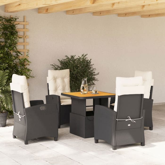 VidaXL 5-Piece Garden Dining Set with Cushions, Patio Table, Patio Furniture, Outdoor Furniture, Black 3277374