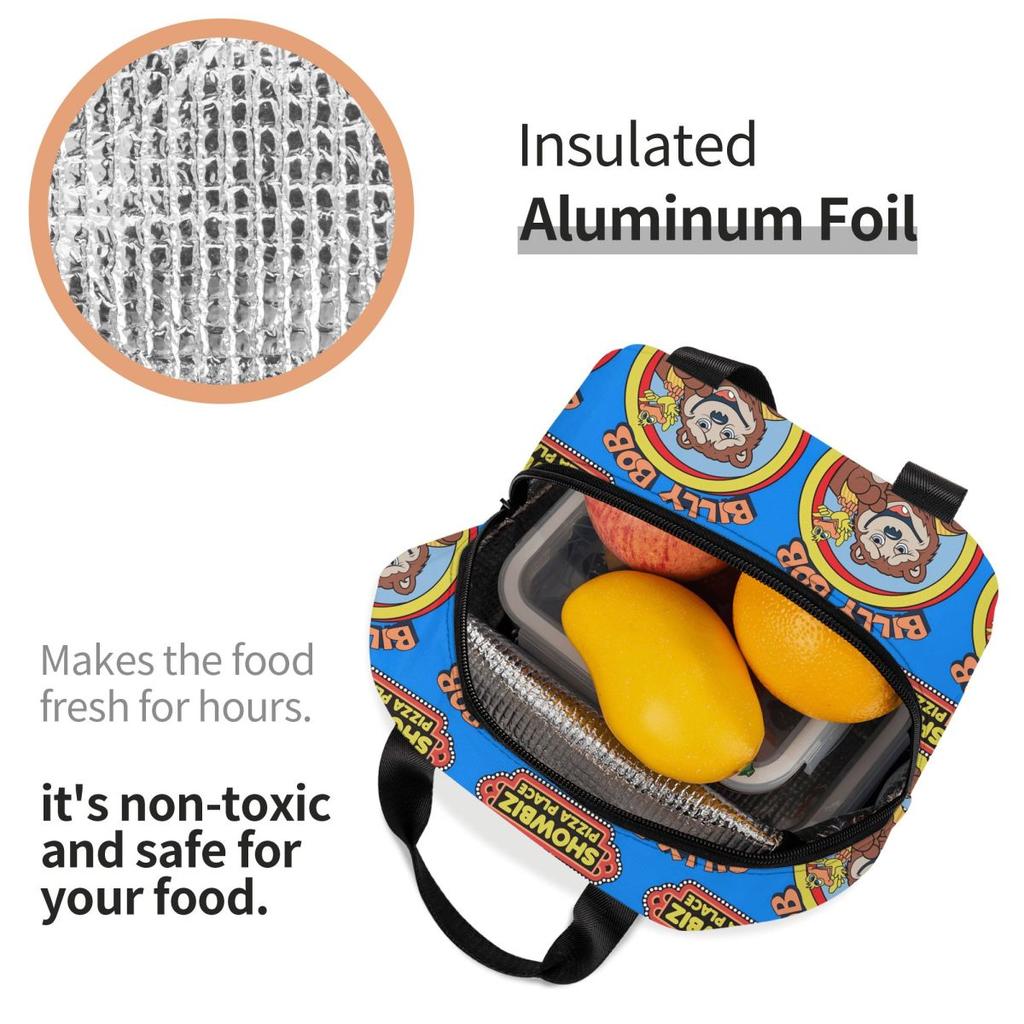 Showbiz Pizza Billy Bob Insulated Lunch Bag for Kids School Cooler Thermal Food Box Tote Portable Lunch Boxes Container