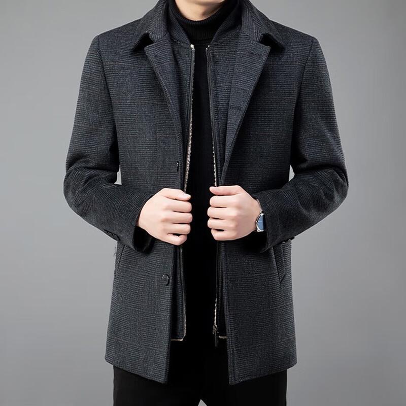 

Firstview Men s Urban Casual Fleece-Lined Wool Blend Two-Piece Overcoat FV24D1134 L