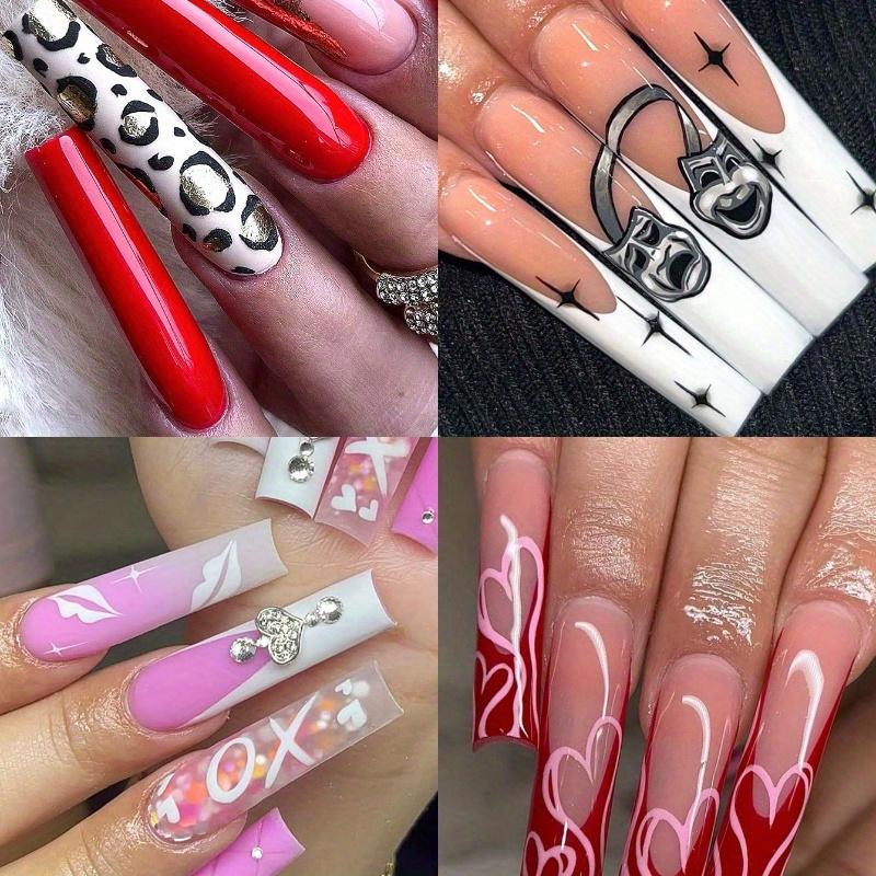 500pcs Clear Nail Tips for Acrylic Nails Professional, 3XL Extra Long Flat Tapered Square Nail Tips, 10 Sizes Half Cover Straight French Fake