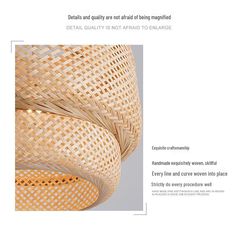 Handgefertigte Bambus-Geflecht-Pendelleuchte - Chinesischer Stil für Restaurants, Schlafzimmer, Gästehäuser & Teestuben.