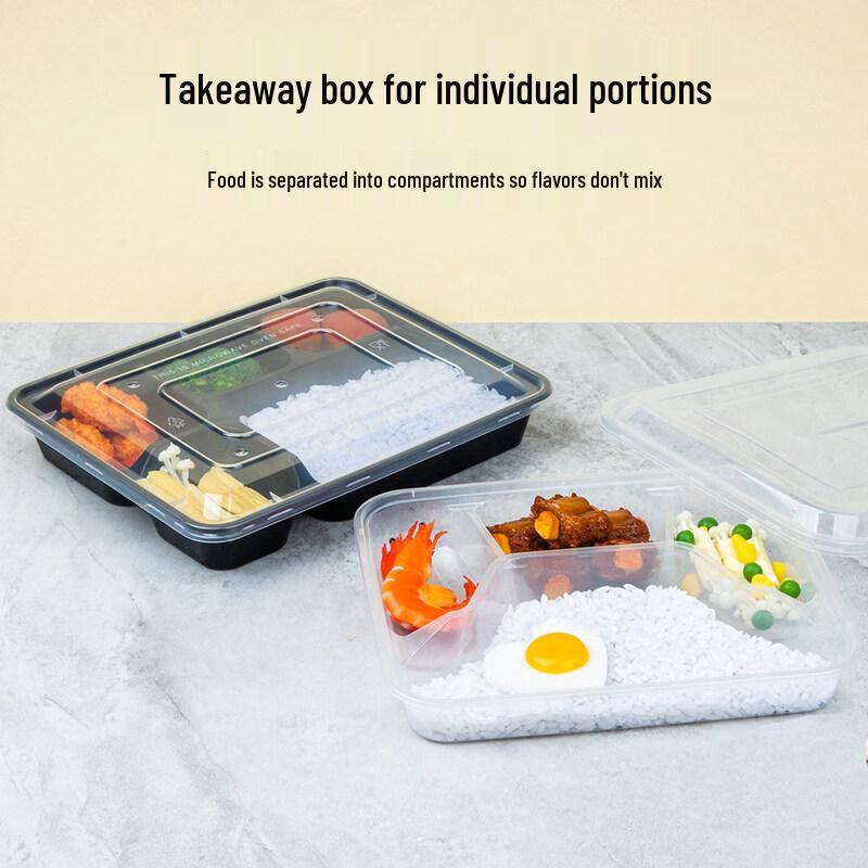 ZISIZ Disposable Transparent 4-Compartment Plastic Lunch Box
