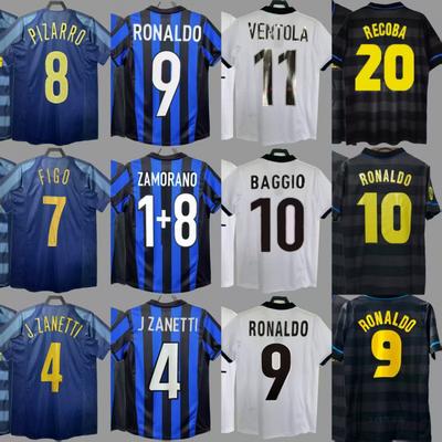 Inter Retro Jersey Football Jersey Classic Baggio Ronaldo Zanetti Figo Adriano Jersey