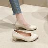 Women Classic Black Pu Leather High Quality Heel Shoes Sapatos Femininas Lady Fashion Beige Comfort European Stylish Pumps