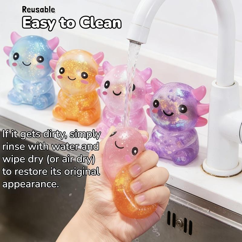 Maltose Filled Axolotl Squishy Stress Relief Toy Slow Rising Sensory Fidget for Adults Desk Anxiety Relief and Focus Aid