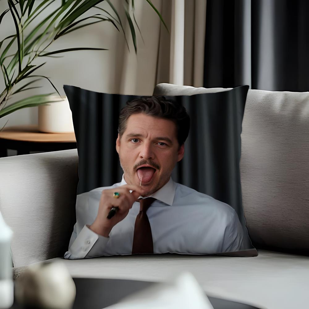 Fashion PPpedro Pascalful Cushion Cover Antidustmite Pillowcase Invisible Zipper Silky Short Plush Sofa Cushion Cover
