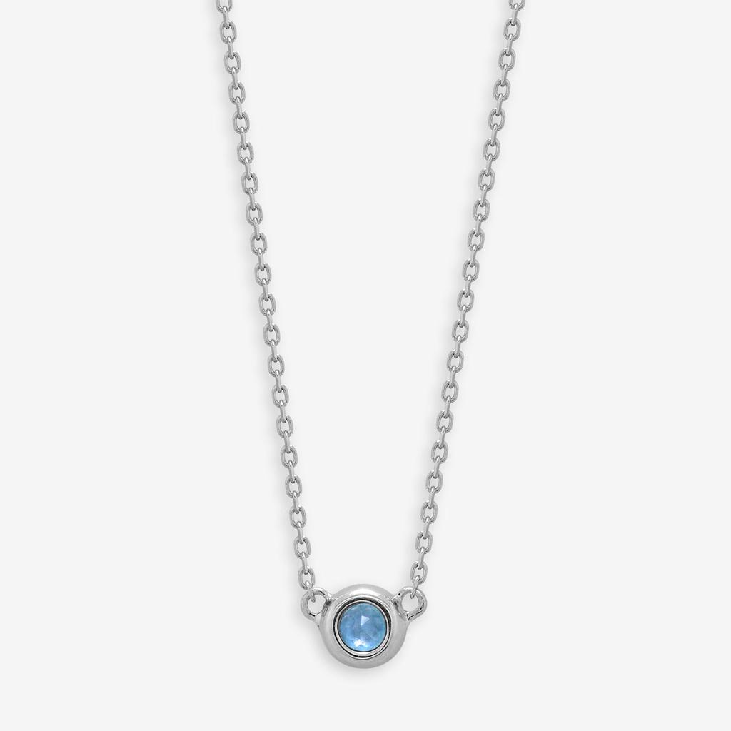 Estelle Official Online Exclusive Women's Silver Rhodium-Plated Necklace with November Birthstone Blue Topaz (Product Code: 0773-0900-0019-0000)