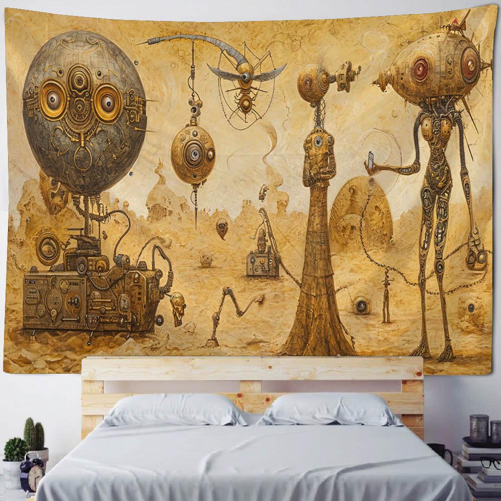 Wolf Retro Rune Art Tapestry Magical Animals Sun Moon Witchcraft Wall Hanging Hippie Home Living Room Dormitory Wall Decoration