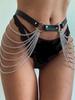 Fashion Women Body Harness Sexy Leather Lingerie with Chain Bra Bondage Suspender Harness Fetish Goth Exotic Clothing Accessorie