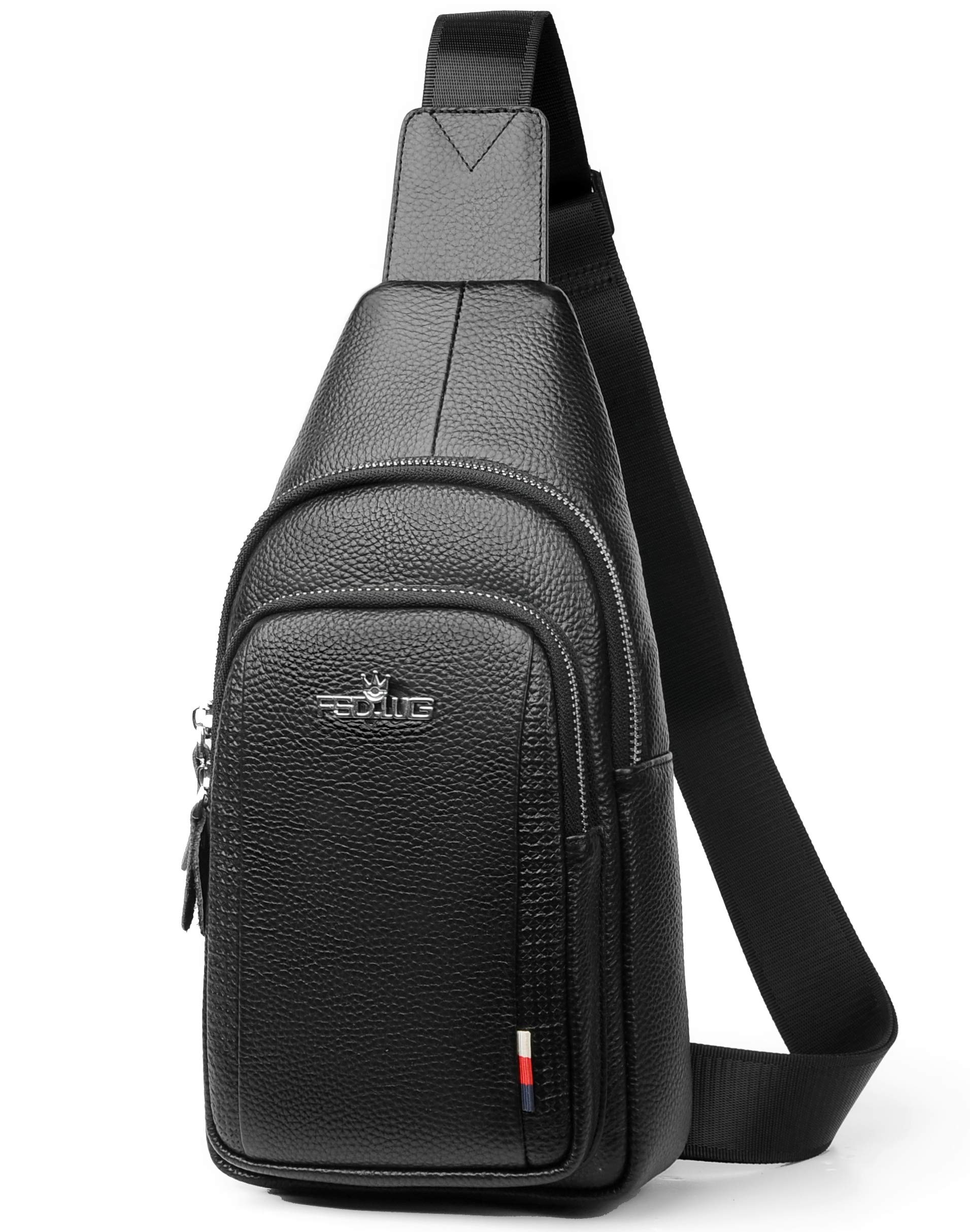 

Кожаная сумка кроссбоди большая популярная подарок на день рождения [FSD.WG] Мужская сумка, сумка через плечо, вместимость, бренд, [аутентичная] чёрный