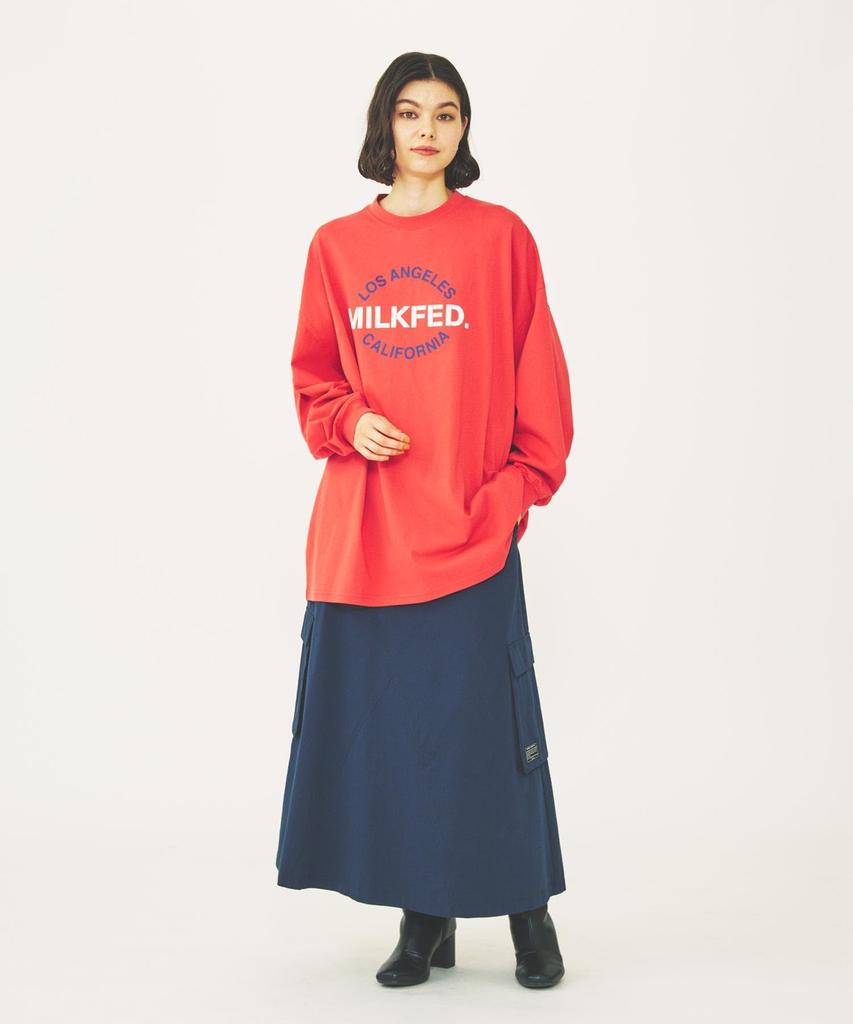 Milkfed Circle Logo Super Big Langarm-Top, 103243013008, Rot, Einheitsgröße