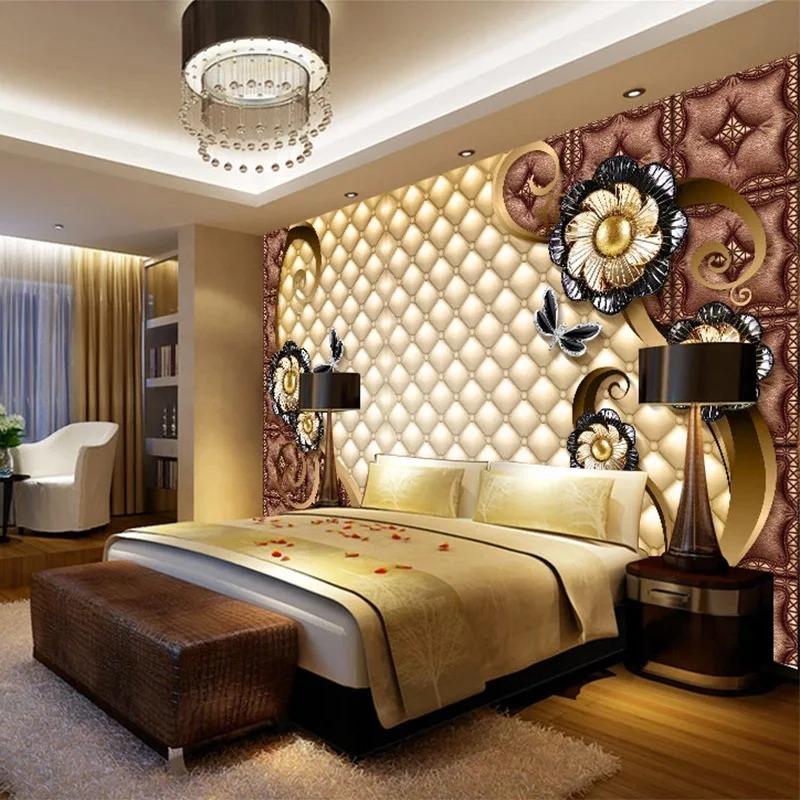 3d Mural Luxury Black Flowers Wallpaper Soft Roll Jewelry Murals Living Room Sofa Bedroom Home Decor 3d Fresco