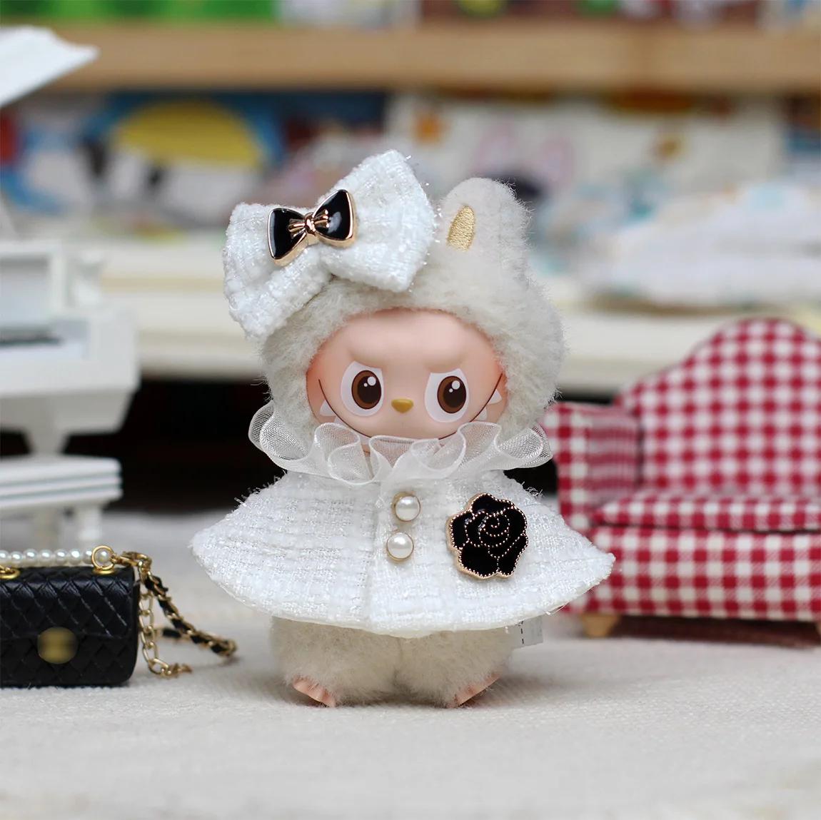 

4.0 clothesMini Doll s Clothes Outfit Accessories For Labubu V4 Classic Grid Style Dress Cloak Set 10cm Dolls Clothing Gifts no doll