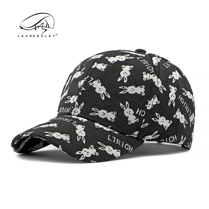 Hat Ladies Peaked Cap Versatile Face Small Personality Embroidered Rabbit Pattern Hard Top Baseball Cap Men's Casual Fashion