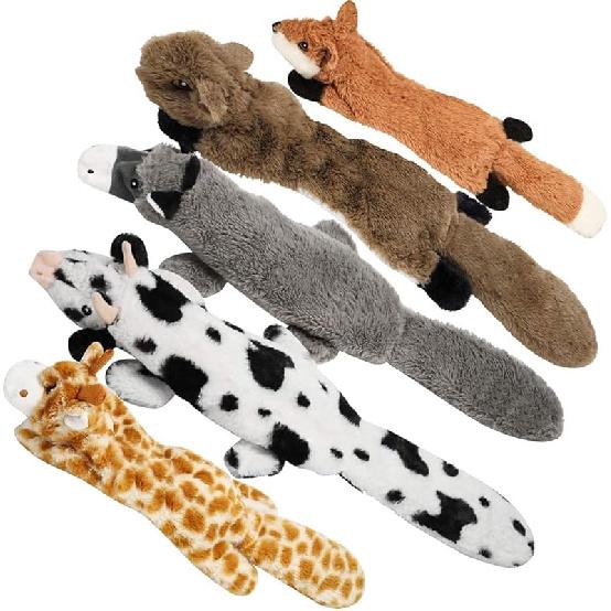 Nocciola Dog Squeaky Toys, 5 PCS Crinkle Plush Dog Toys, No Stuffing Dog Toys for Small Medium Large Dogs, Stuffless Puppy Toys for Boredom 5 Pcs No Stuffing Basic