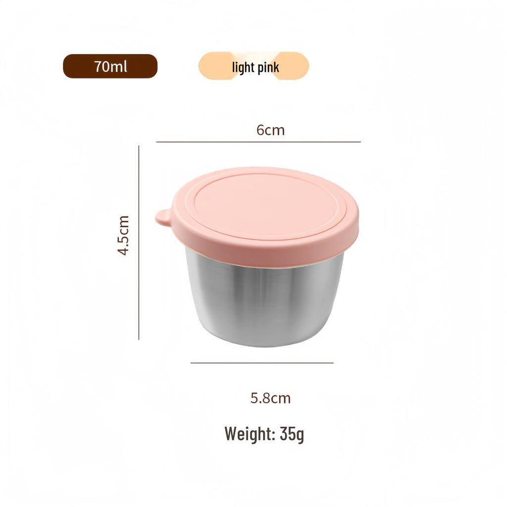 Reusable Sauce Cup with Macaron Lid - 304 Stainless Steel, 40/50/70ML, Portable Dipping or Seasoning Dish.