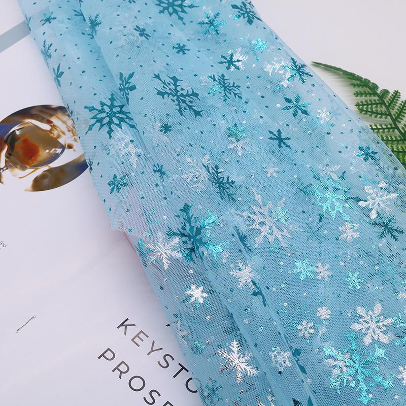 Polyester Fabric Snowflake Pattern Printed Fabric Tulle Fabric 1meter/Lot For Birthday Party Wedding Decor Craft Projects