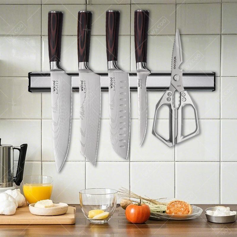 Kitchen Knife Holder Wall Mounted Magnetic Knife Strip Multipurpose Powerful Knife Rack Storage Kitchen Utensils Accessories