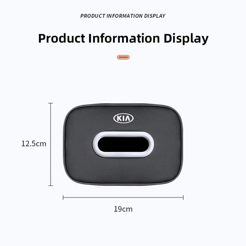 Car Leather Tissue Box Storage Case Organizer For KIA EV6 EV9 Sorento Ceed Stinger Forte Niro Soul Cerato Stonic RIO K9 Picanto
