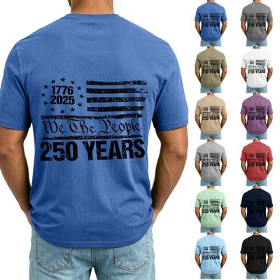 Herren V-Ausschnitt Kurzarm Freizeithemd mit USA-Print Taschendesign Leichtes Sommeroberteil Bequeme Passform