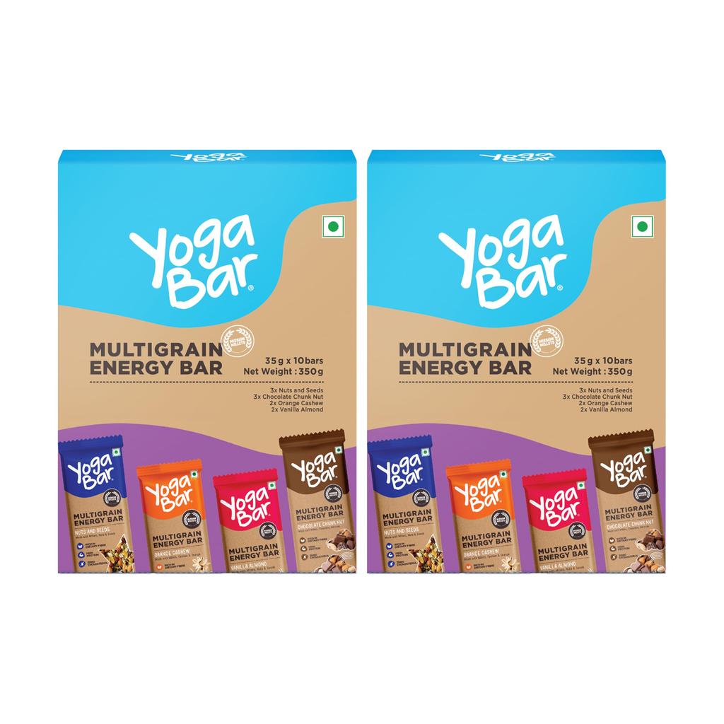 Yogabar Energieriegel - Packung mit 20|Gesunde Ernährung mit Früchten, Nüssen, Hafer und Hirse, Glutenfreie und proteinreiche knusprige Granola-Riegel, 700 Gramm, Nuss & Se