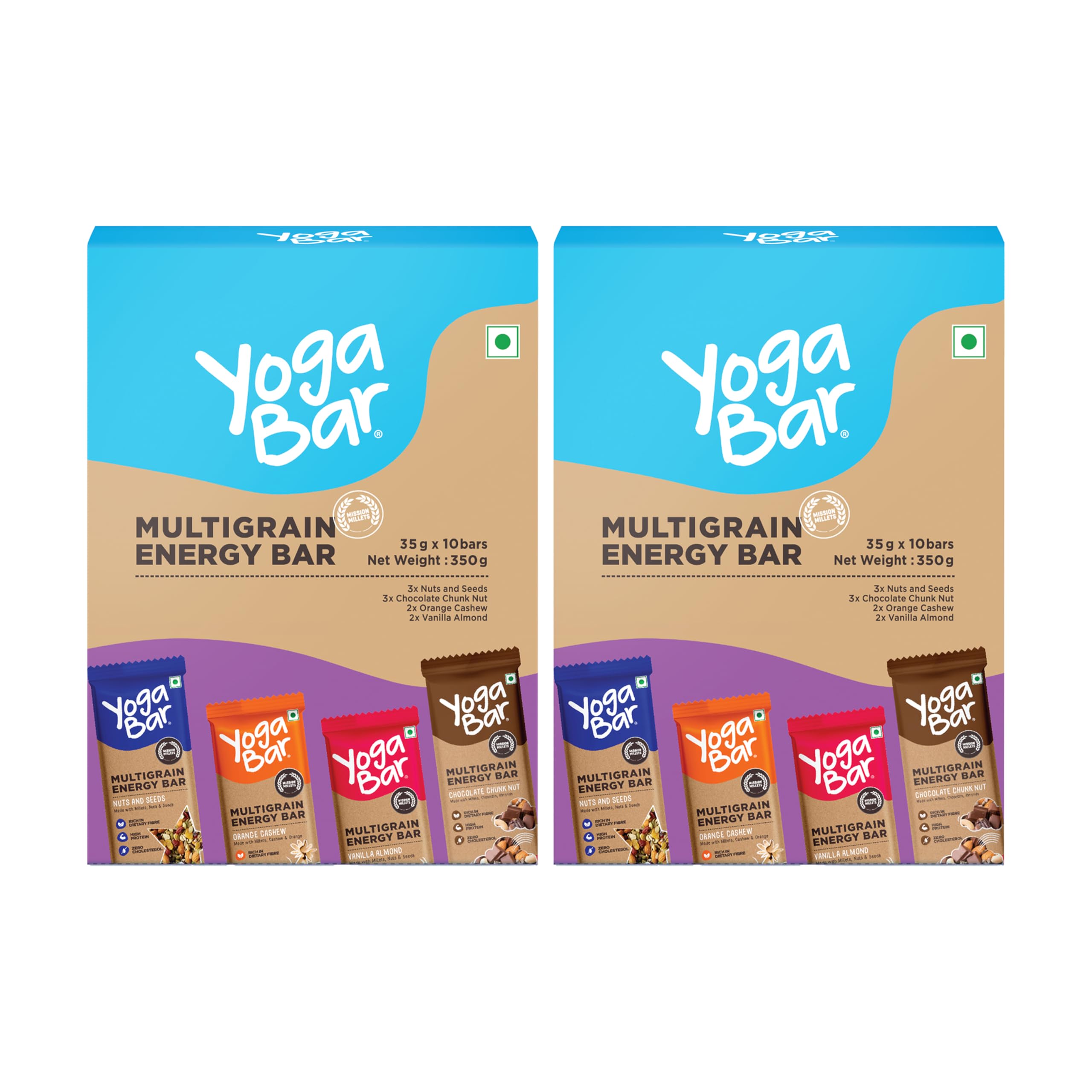 Yogabar Energy Bars - Pack Of 20|Healthy Diet With Fruits,Nuts,Oats And Millets,Gluten Free And High Protein Crunchy Granola Bars,700 Gram,Nut & Se