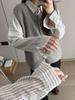 Korean Style Vertical Stripe Cotton Shirt - Retro, Casual, Slimming, Long-Sleeved, Age-Reducing