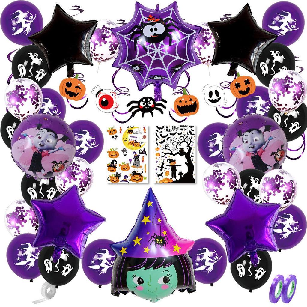 Halloween Ghost Festival Party Decoration Set: Aluminum Foil Balloons & Stickers