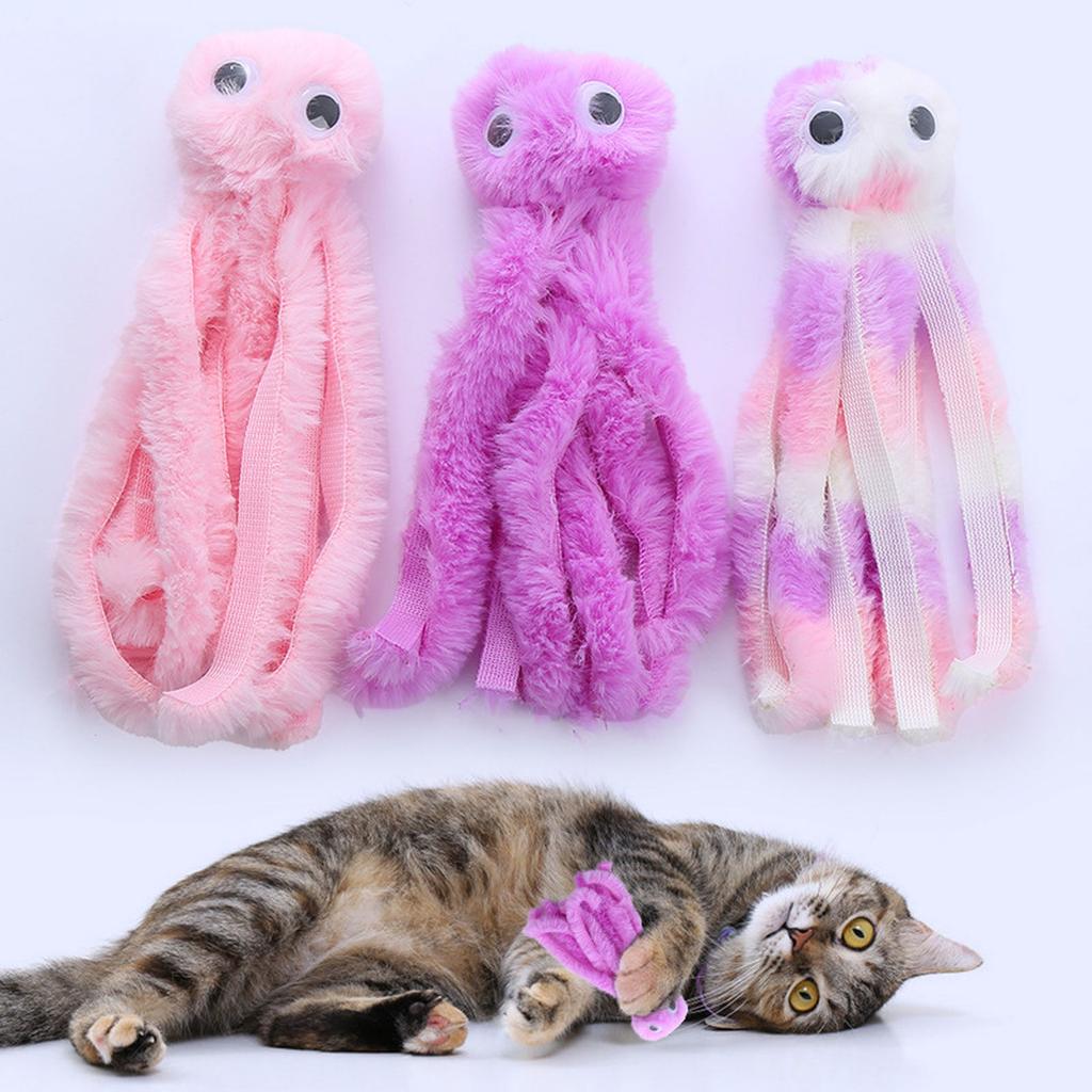 Cat Chewing Toy Plush Octopus Teaser Toy with Catnip Cats Teether Animal Toy Interactive Boredom Cat Entertainment Toy