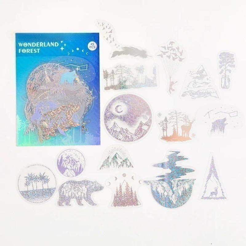 

45 шт. Наклейки Единорог Звездная ночь Ретро Горячее тиснение Украшение для блокнота, дневника ручной работы, DIY наклейки для скрапбукинга