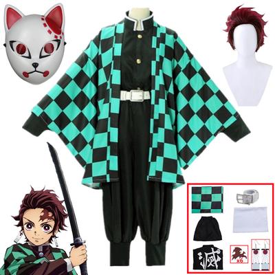 Kamado Tanjirou Cosplay Kostým Anime Premožitelia démonov Kimetsu No Yaiba Uniforma Kisatsutai Halloween Vianočný večierok Oblečenie