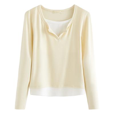 Fake Two-piece T-shirt Women's Spring Long-sleeved Base Shirt