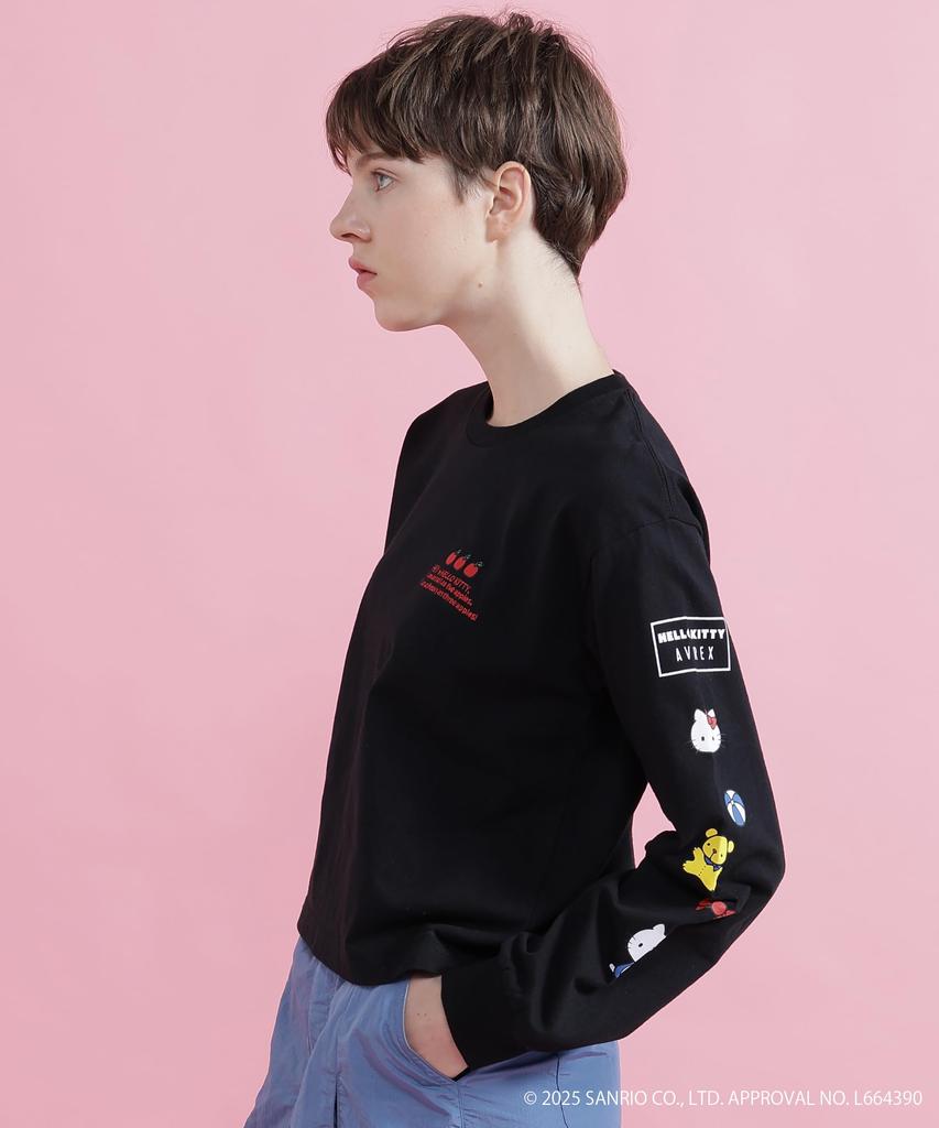 AVIREX Hello Kitty Long Sleeve T-Shirt Women's S 010 Black 783-6130605