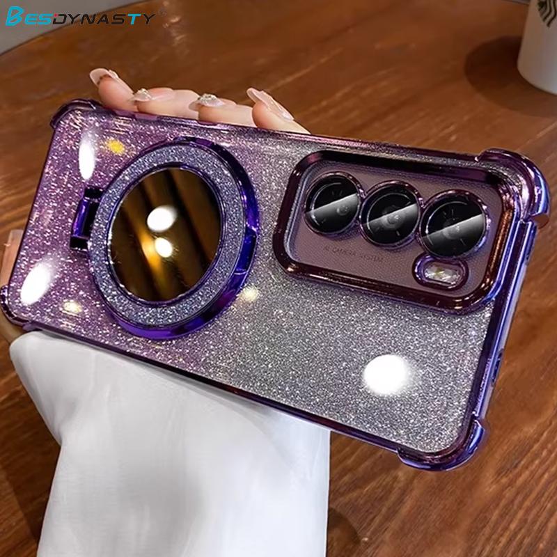 Glitter Mirror Bracket Case for Samsung S25 FE S24 Ultra S23 S22 Plus A17 A07 A56 A36 A53 A55 A16 A15 Luxury Cover