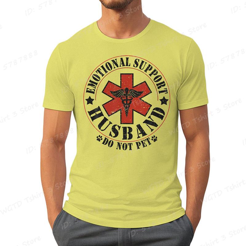 

Emotional Support Husband Do Not Pet Print T-shirts Funny Mens Husband T-Shirt Summer Casual Short Sleeve Tops Men s Clothing 3XL