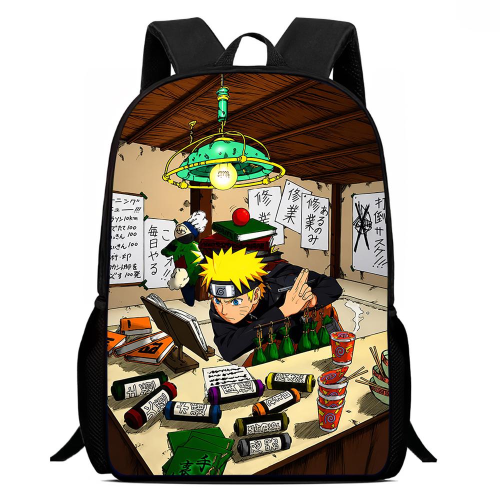 NARUTO Anime 15in Mochila Backpack with Adjustable Shoulder Straps, Kids Daily Lightweight School Bag for Boys & Girls Age 6-10