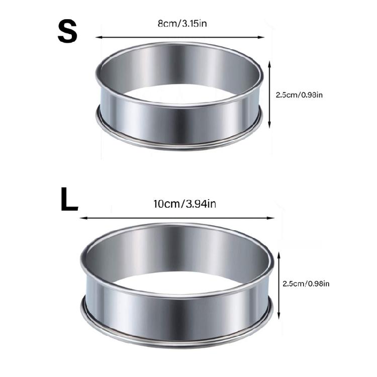 Easy Demold Baking Rings Tarts Molds Professional Stainless Steel Round Baking Rings Cake Mould for Tarts and Eggs