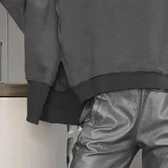 2 Pcs/Set Spring Sweatshirt Pants Suit Slit Hem Long Sleeves O Neck Top