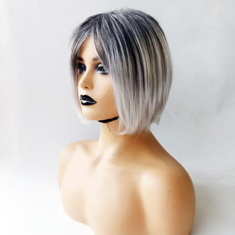 

2025 Европейский парик Модный короткий прямой парик для женщин 2 pcs