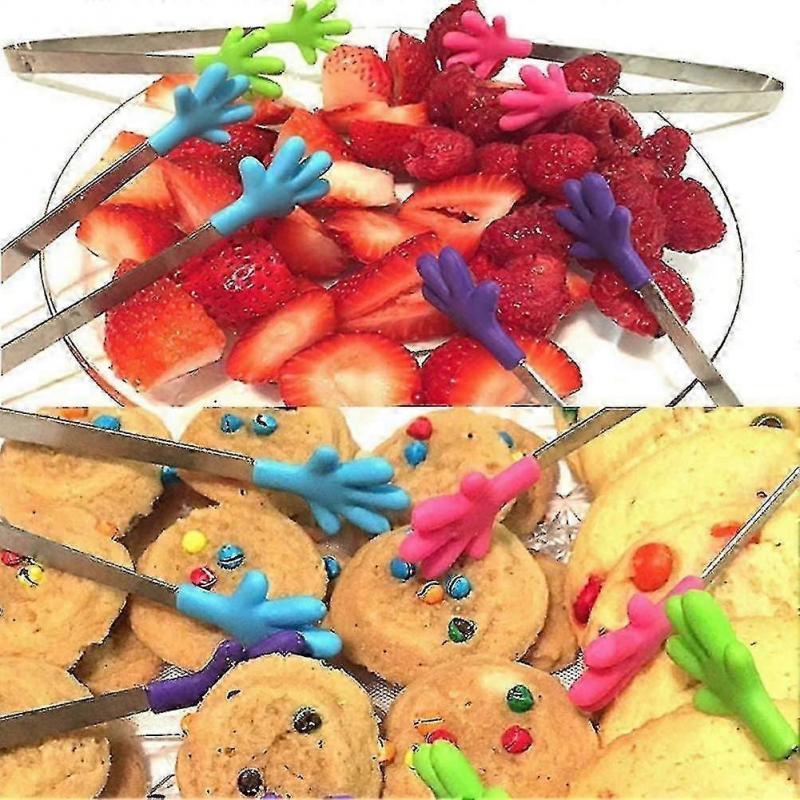 Mini-Greifer für Lebensmittel, 5 Stück Mini-Zangen mit perfekt geformten silikonbeschichteten handförmigen Zangen, beste Küchenhelfer für Grill, Süßigkeiten, Eiswürfel, Salat